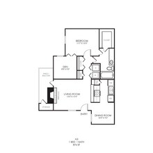 1 Bed • 1 Bath 1043 floor plan